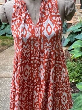 BB Dakota by Steve Madden Orange and White Printed Mini Dress